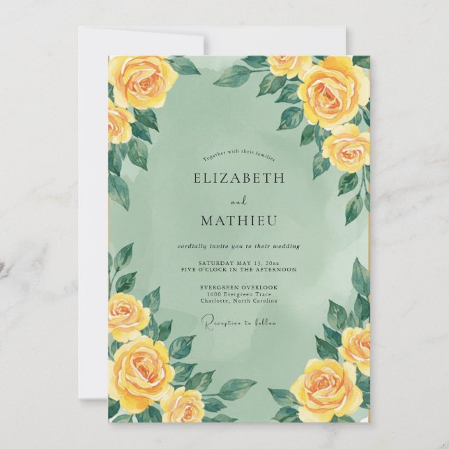 Convite Casamento Rosa Suave Celadon Manteiga (Frente)