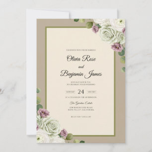 Convite Casamento Rosa Suave Lavanda Bege