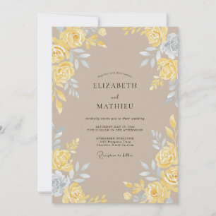 Convite Casamento Rosa Taupe Amarela