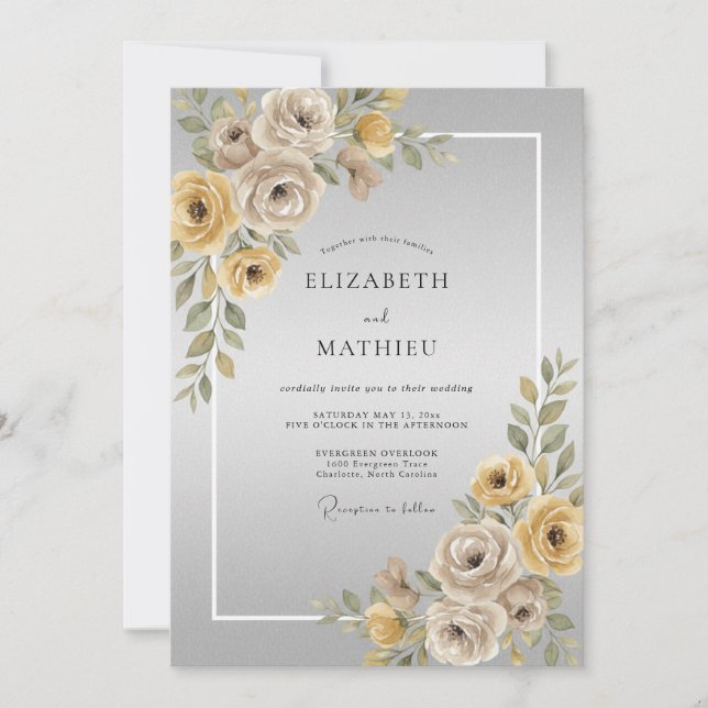 Convite Casamento Rosa Taupe Dourada (Frente)