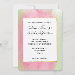 Convite Casamento Rosa Tropical Mint