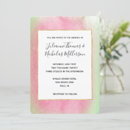 Convite Casamento Rosa Tropical Mint