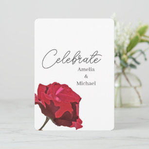 Convite Casamento Rosa Vermelha Romântica