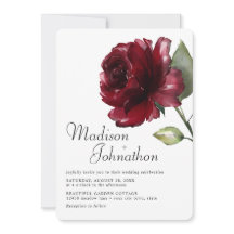 Casamento Rosa Vermelho Burgundy Aquarela Mínima