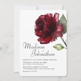 Convite Casamento Rosa Vermelho Burgundy Aquarela Mínima