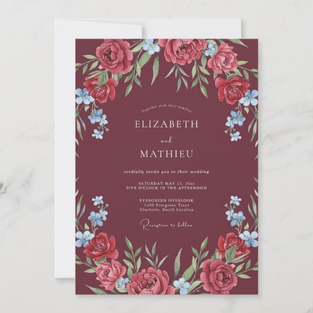Convite Casamento Rosa Vibrante Marrom (Frente)