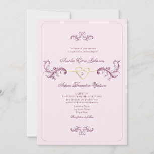 Convite Casamento Rosa Vintage Rococó
