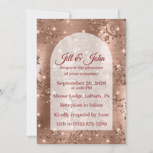 Convite Casamento Rose Gold Arco Brilho