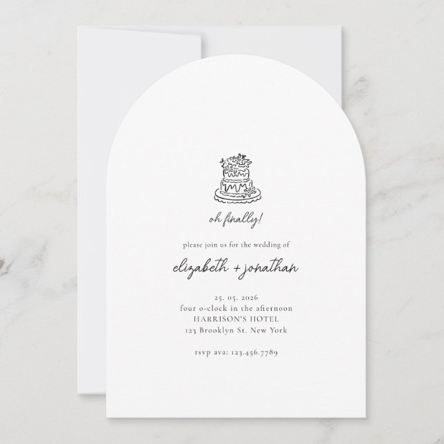Convite Casamento Roteiro Minimalista Oh Finalmente (Frente)