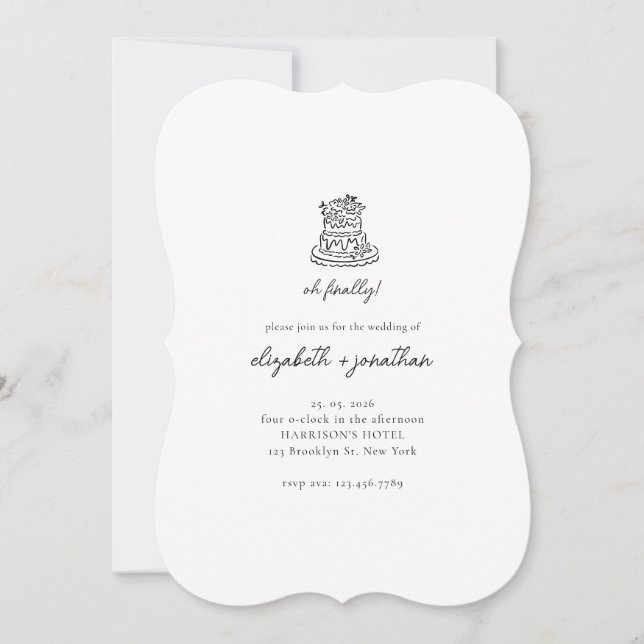 Convite Casamento Roteiro Minimalista Oh Finalmente (Frente)