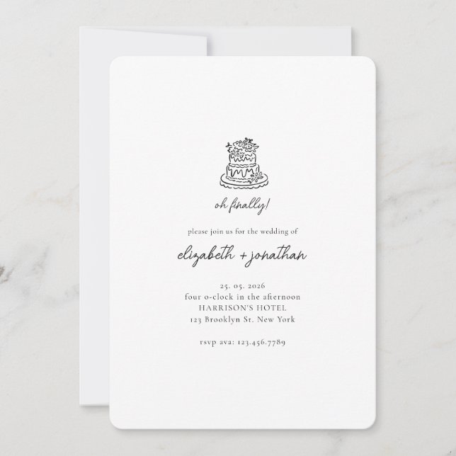 Convite Casamento Roteiro Minimalista Oh Finalmente (Frente)