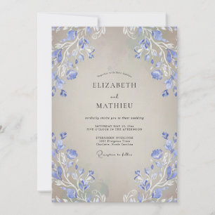 Convite Casamento Roxo Azul Bege