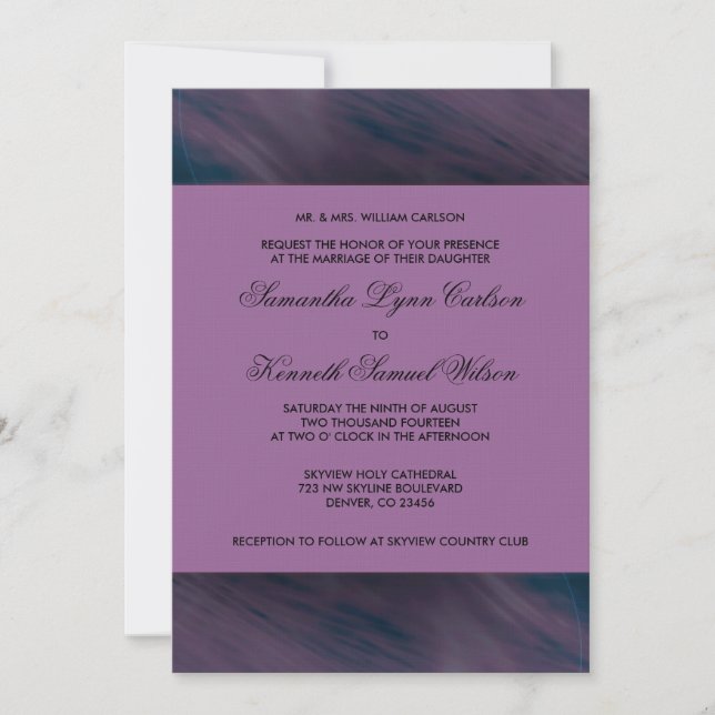 Convite Casamento Roxo Berinjela (Frente)