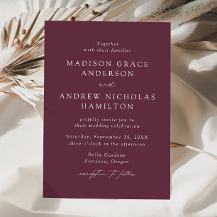 Convite Casamento Roxo com Letra Elegante Moderna