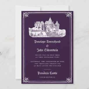 Convite Casamento Roxo De Fairytale De Castelo Gótico