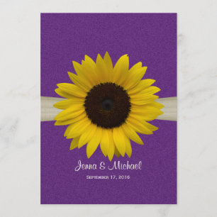 Convite Casamento Roxo de Sunflower e Burlap