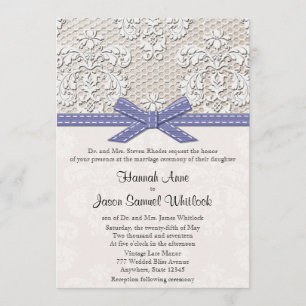 Convite Casamento roxo do encanto do laço e das pérolas
