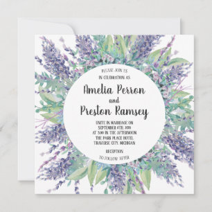 Convite Casamento roxo do eucalipto floral do amor da
