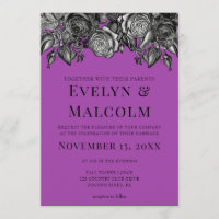 Casamento Roxo Elétrico de Rosas Negras e Brancas