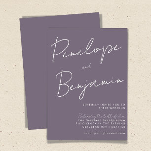 Convite Casamento Roxo Empoeirado Escrita Manual Roteiro M
