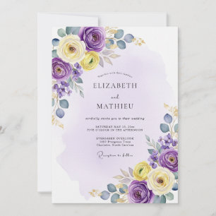 Convite Casamento roxo etéreo de primavera