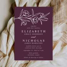 Casamento Roxo Floral Desenhado
