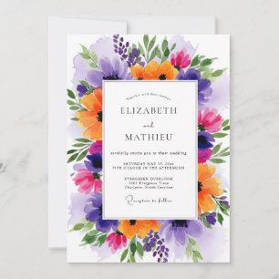 Convite Casamento roxo jubiloso de primavera