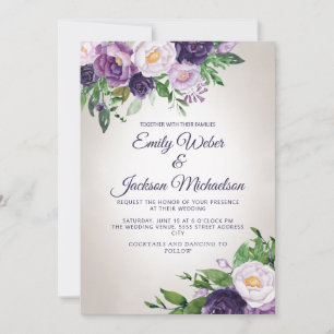 Convite Casamento Roxo Lavanda Folhagem