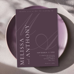 Convite Casamento Roxo Mínimo Elegante Moderno