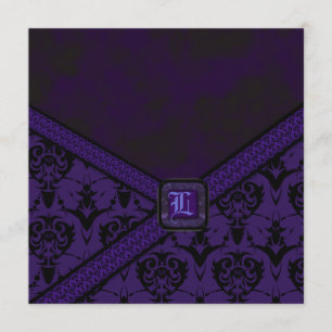 Convite Casamento roxo & preto do laço do gótico