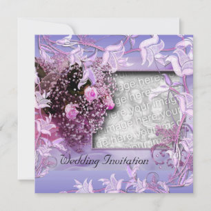 Convite Casamento Roxo Quadro Floral Foto