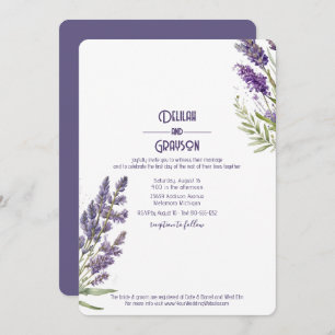 Convite Casamento Roxo-Roxo das Flores de lavanda