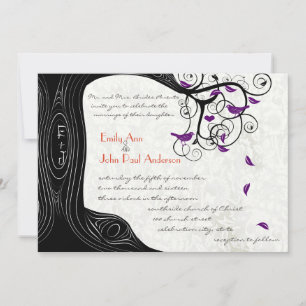 Convite Casamento Roxo-Roxo-Roxo Rústico