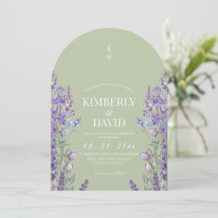 Convite Casamento Roxo Salvia Rústica de Flor Silvestre