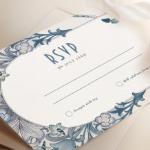 Casamento RSVP Art Nouveau Dusty Blue W Morris