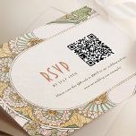 Convite Casamento RSVP Código QR Vintage Art Nouveau Mucha<br><div class="desc">Cartão RSVP do Casamento vintage Art Nouveau, de Alphonse Mucha, num design floral, romântico e caprichoso. Os florescimentos vitorianos complementam os tipos clássicos de arte deco fonts. Introduza o URL do Web site e os dados pessoais e está concluído. Se você quiser mudar o design, simplesmente clique no botão azul...</div>