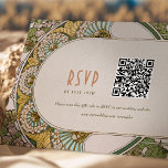 Convite Casamento RSVP Código QR Vintage Art Nouveau Mucha<br><div class="desc">Cartão RSVP do Casamento vintage Art Nouveau, de Alphonse Mucha, num design floral, romântico e caprichoso. Os florescimentos vitorianos complementam os tipos clássicos de arte deco fonts. Introduza o URL do Web site e os dados pessoais e está concluído. Se você quiser mudar o design, simplesmente clique no botão azul...</div>