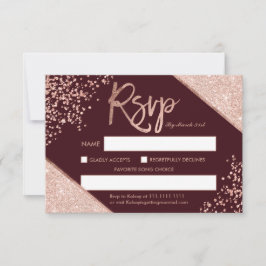 Convite casamento rsvp com rosa dourado confetti burgundy