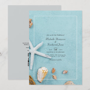 Convite Casamento RSVP de Código QR da Summer Beach