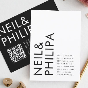 Convite Casamento RSVP de CÓDIGO QR DE CÓDIGO EDITÁVEL Mod