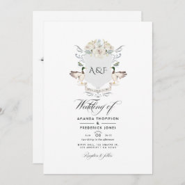 Convite Casamento RSVP de Código QR de Crest Monograma Lak