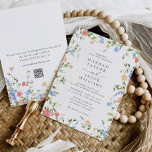 Casamento RSVP de Código QR de Floral de Flor Selv