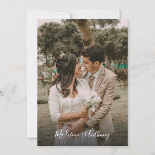 Convite Casamento RSVP de Código QR de Foto Branca e Preto