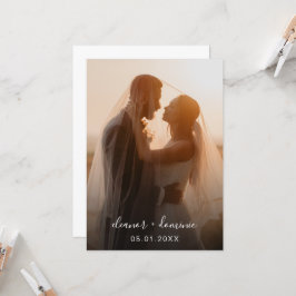 Convite Casamento RSVP de Código QR de Foto de Script Mini