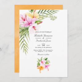 Convite Casamento RSVP de Código QR de Praia Floral Tropic