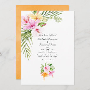 Convite Casamento RSVP de Código QR de Praia Floral Tropic