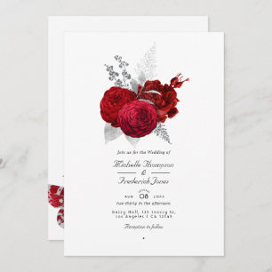 Convite Casamento RSVP de Código QR de Rosa de Vintage Red