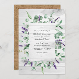 Convite Casamento RSVP de Código QR Russo da Lavanda Eucal