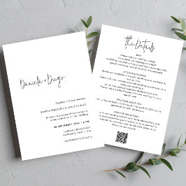 Convite Casamento RSVP de Código QR Simples e Elegante