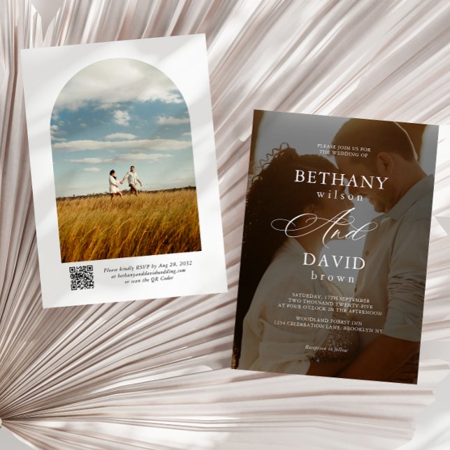 Convite Casamento Rsvp do Código QR de Foto do Elegante Mo (Criador carregado)